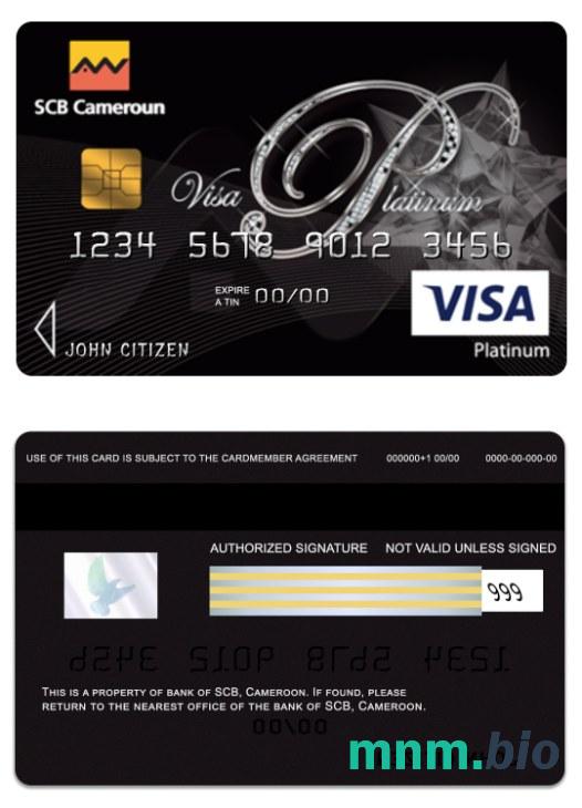 Cameroon SCB bank visa platyna karta przykład w formacie PSD